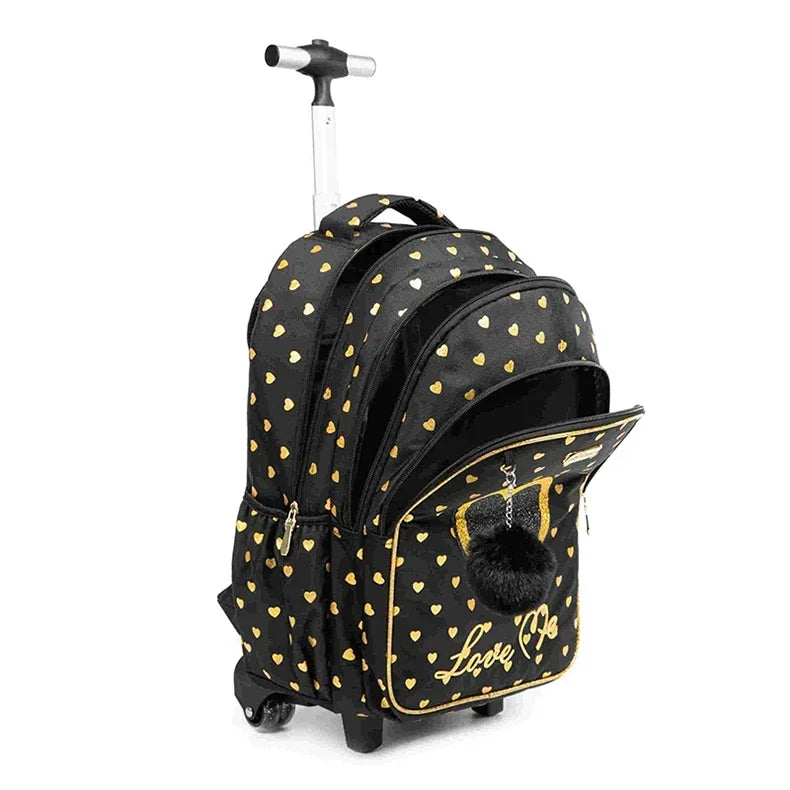 Children's Wheeled Backpack Bag Set with Lunch Box School Rolling Backpack Bag with Wheels School Trolley Backpack Bag for Girls