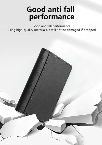 Luxury Leather Magnetic Storage Charge Wallet Bracket For iPhone 16 15 14 13 12 Pro Max Findmy Magsafe With Tracking Anti-theft