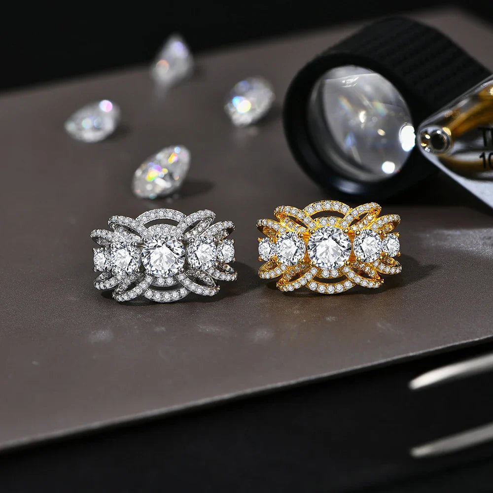 Bague en moissanite ronde de luxe ATTAGEMS 1 carat pour femme D VVS1 diamant de laboratoire véritable S925 bague de fiançailles et de mariage en argent massif, test de réussite