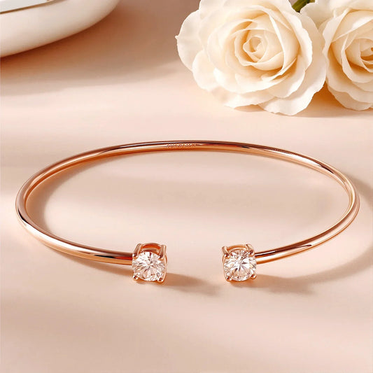 Bracelet pour femme en moissanite ronde taille 5 mm 0,5 carat, plaqué or 18 carats en argent S925, certifié GRA, bracelet de charme pour mariage