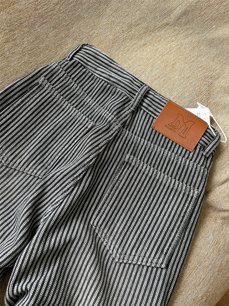 2025 Winter Women's Korean Designer Striped Velvet Denim Pants Y2K 2000s Warm Vintage Baggy Jean Japanese Harajuku Jeans New In