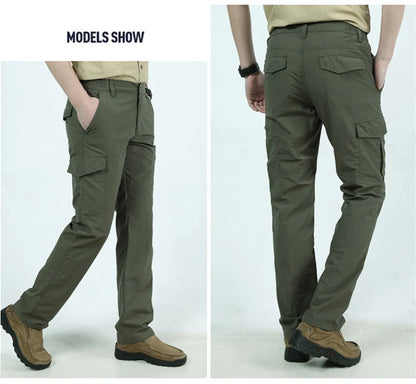 Summer Casual Lightweight Army Military Long Trousers Male Waterproof Quick Dry Cargo Camping Overalls Tactical Pants Breathable