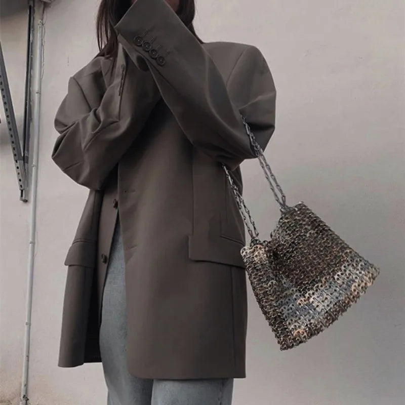 Designer Aesthetic Bags Women's Bag Handbag Hand Woven Metal Chain Tote Bag Clutch Luxury Trend Travel Holiday Shoulder Bag