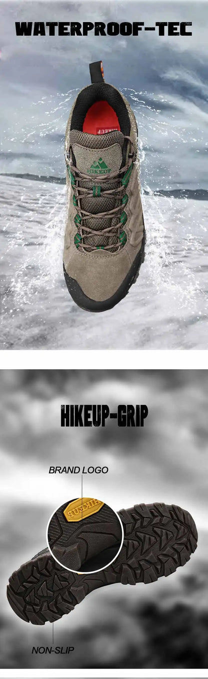 High Quality Leather Hiking Shoes Durable Outdoor Sport Men Trekking Leather Shoes Lace-Up Climbing Hunting Sneakers