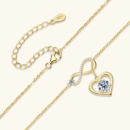 Certified Moissanite Heart Infinite Pendant Necklace Chain for Women S925 Sterling Silver Necklaces Fine Jewelry Gifts