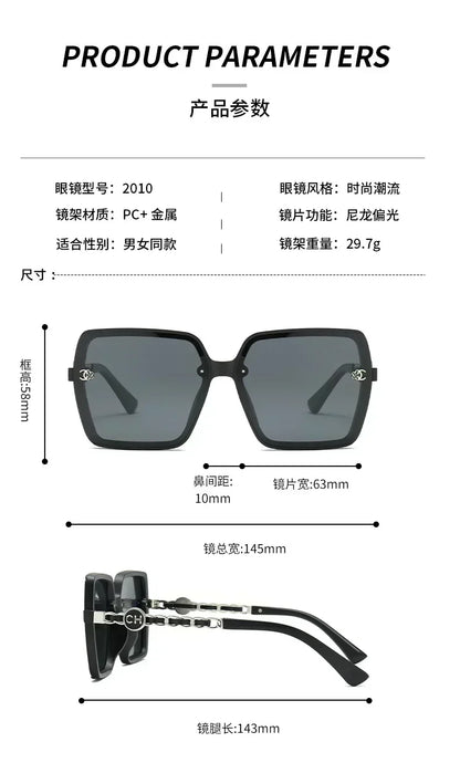 New Fashion Sunglasses for Women Hot Sale Polarized Large Frame Square Retro Sun Glasses Gradient Ladies Sunglass for Men UV400