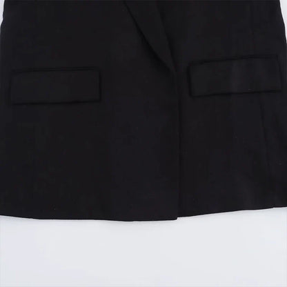 Women Fashion With Pockets Solid Blazer Vintage Notched Neck Long Sleeves Female Chic Lady Outfits