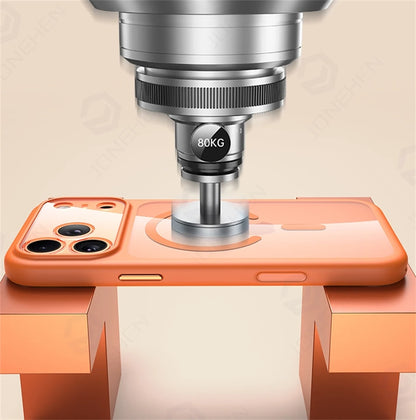 Magnetic Business Simplicity Shockproof Orange Bumper Camera Button Case For iPhone 17 16 15 14 Pro Max Clear Cover For Magsafe