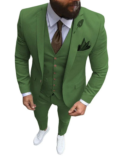 Men's Suits Prom Tuxedo Slim Fit 3 Piece Groom Wedding Suit For Men Custom Blazer Terno Masuclino 3 Pieces (jacket+vest+pant)