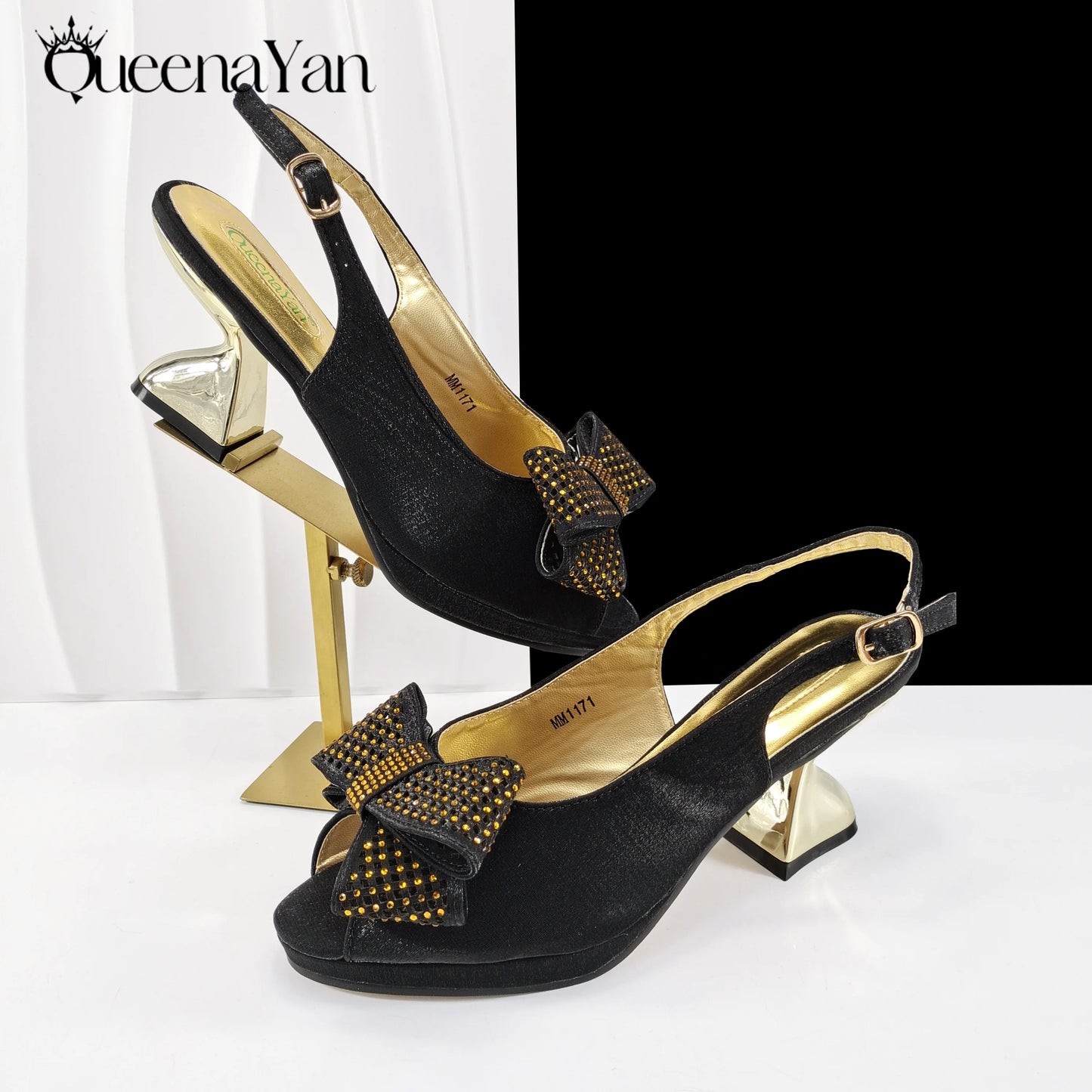 2025 New Rhinestone Design African Shoes & Bag Set in Olive  Open Toe Comfortable Women's High Heels Hot Sale on Instagram