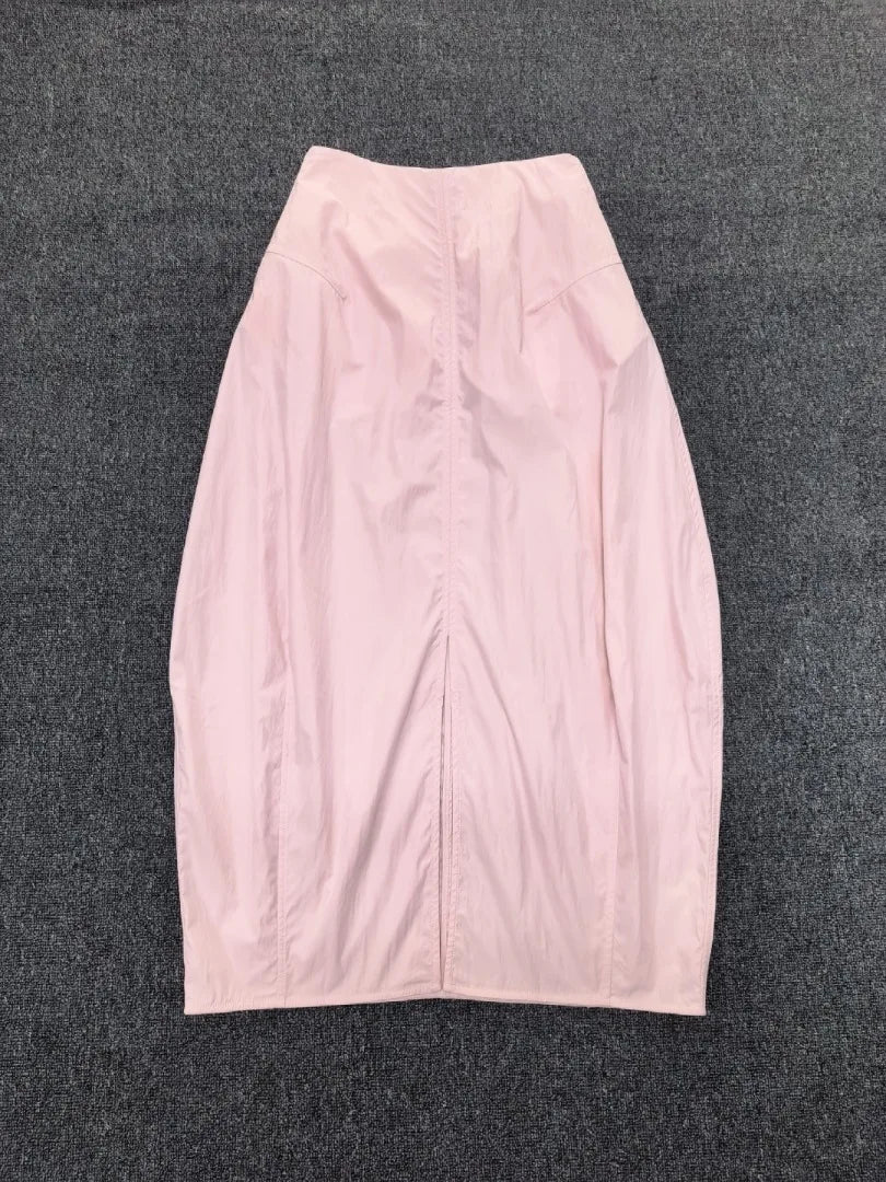 Maxdutti Design Sense Split Flower Bud Skirt French Elegance Minimalism High Waist Women's Skirt Woman Clothing Faldas Skirts