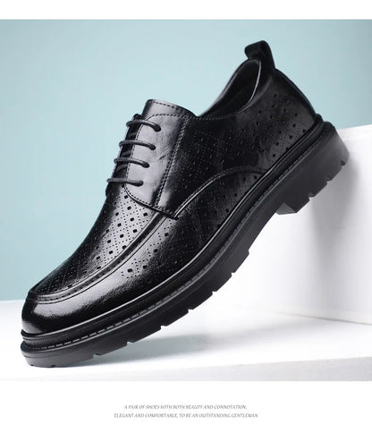British Style Business Derby Shoes for Men Spring Summer Breathable Dress Shoes Male Fashion Casual Leather Wedding Shoe Man