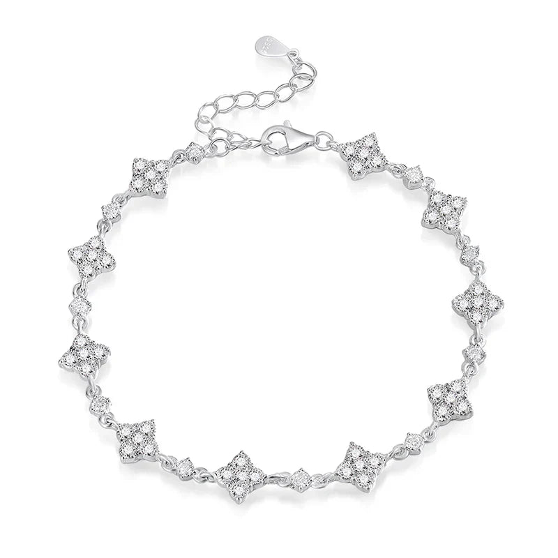 Full Diamond Moissanite Bracelets for Women Sparkling Girls Luxury Chains 100% 925 Sterling Silver Jewelry Plated 14K