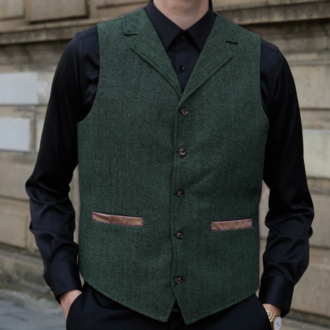 Men Vest Gray Blue With Lapel Single Button Waistcoat For Wedding Birthday Formal Business Casual Banquet Daily Men Suit Vest