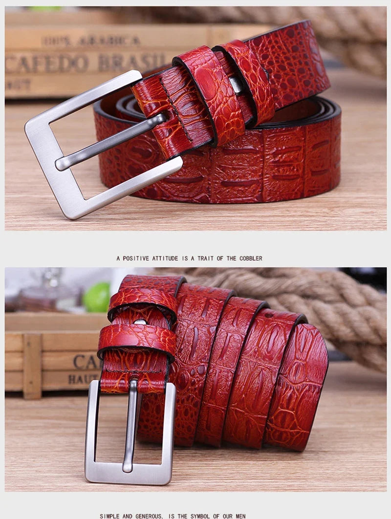 3.8CMNew Fashion Luxury Crocodile Skin Design men belt Genuine Leather Pin Buckle Alligator Jeans belts for Men's Cinto