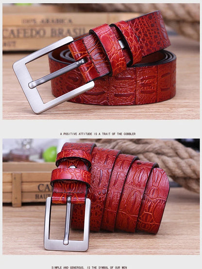 3.8CMNew Fashion Luxury Crocodile Skin Design men belt Genuine Leather Pin Buckle Alligator Jeans belts for Men's Cinto