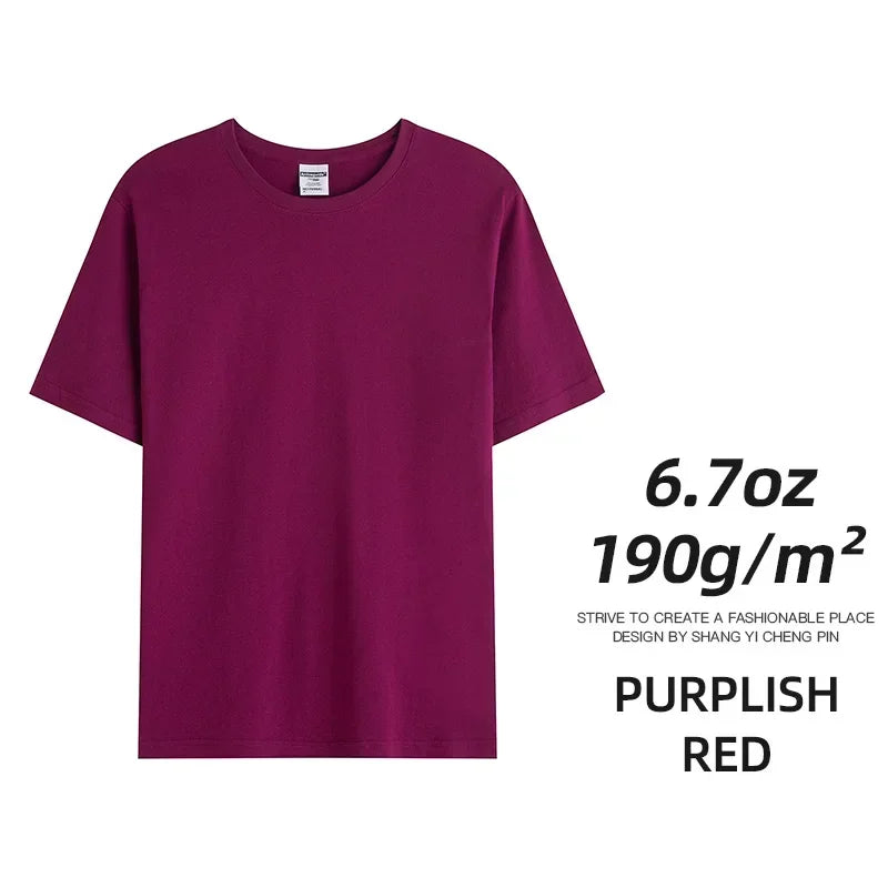 6.7oz 190grams Combed Cotton Tees Tshirts Mens Solid Tops Woman Male Custom Team Uniform Class Clothes Summer Customization