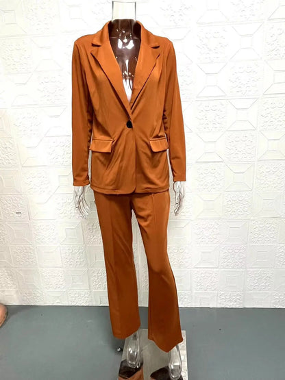 Elegant Slim Fit Suit Jacket And Pants Set for Women 2024 New Fashion Spring Autumn Turn-down Collar High-end Feeling