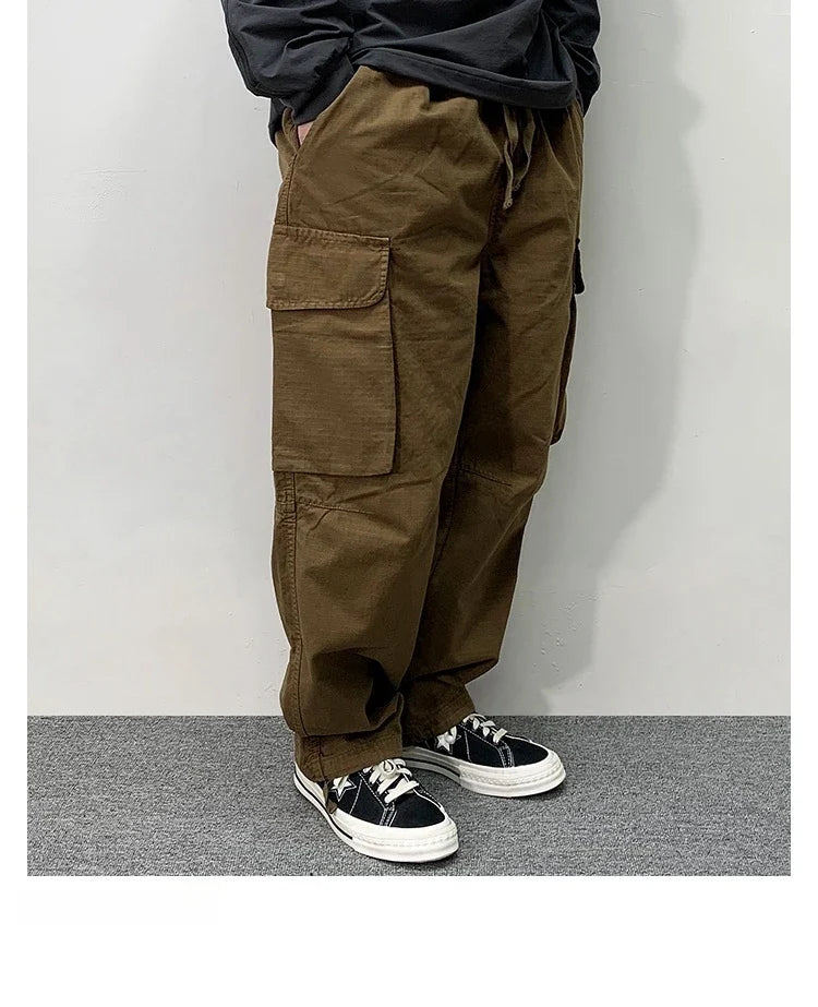 High Quality Cotton Cargo Pants Mens Clothing Plus Size Casual Pants Japanese Harajuku Casual Tactical Joggers Baggy Trousers