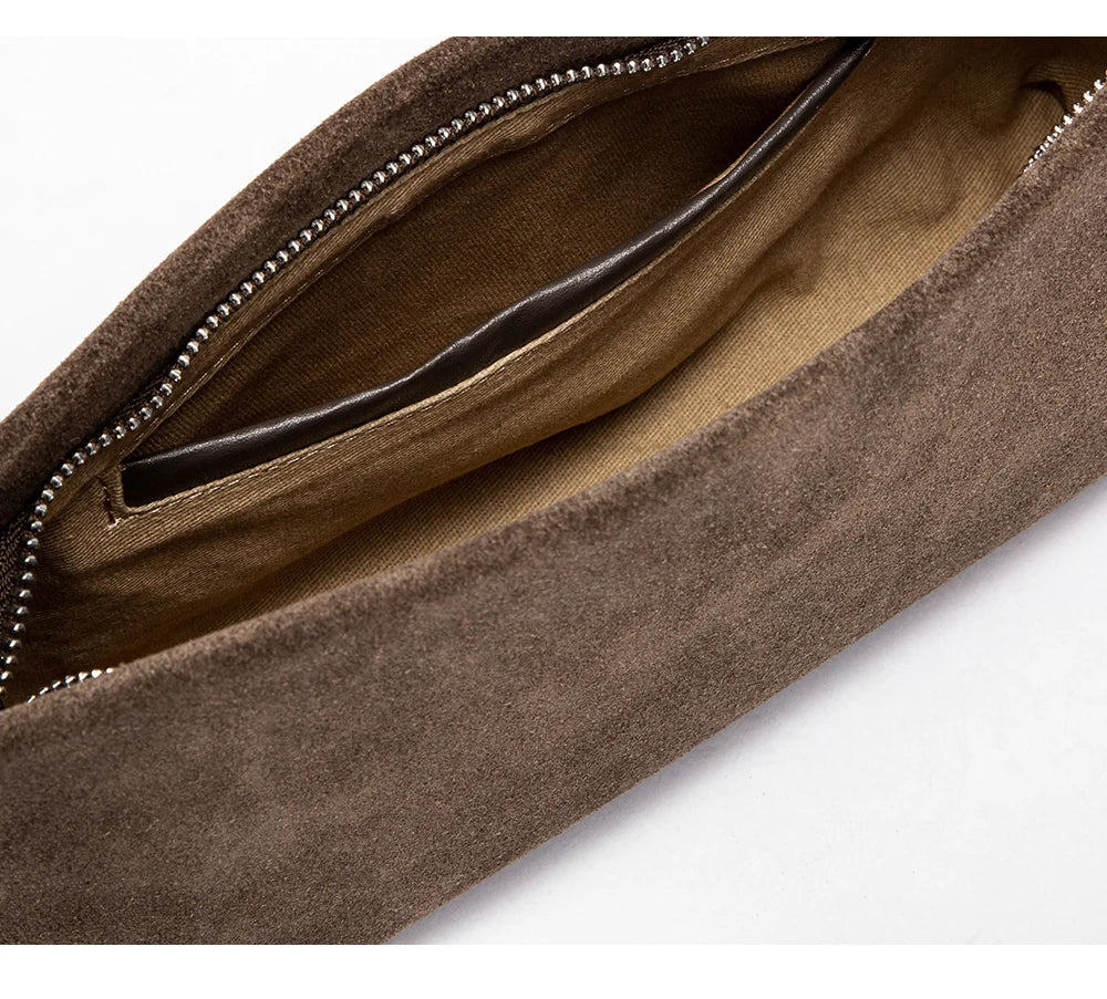 Solid Simple Classic Style Velvet Underarm Bag Elegant Fashion Design Seasonal New French Vintage Shoulder Bag