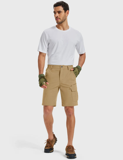 UPF 50+ Hiking Cargo Shorts with 7 Pockets Men 9" Quick Dry Lightweight Nylon Shorts Outdoor Work Shorts Fishing Casual