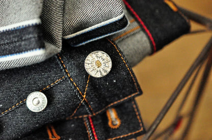Mens Jeans Boxing Selvedge Denim Jeans Color Cotton Jeans for Men Silver Buttons Taper Fit  12.5 Oz