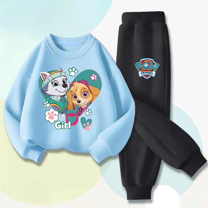Boys and Girls Casual Hoodies Sets Cartoon Printed Children's Pullover Long Pant Two Piece Suit Kids Sweatsuit