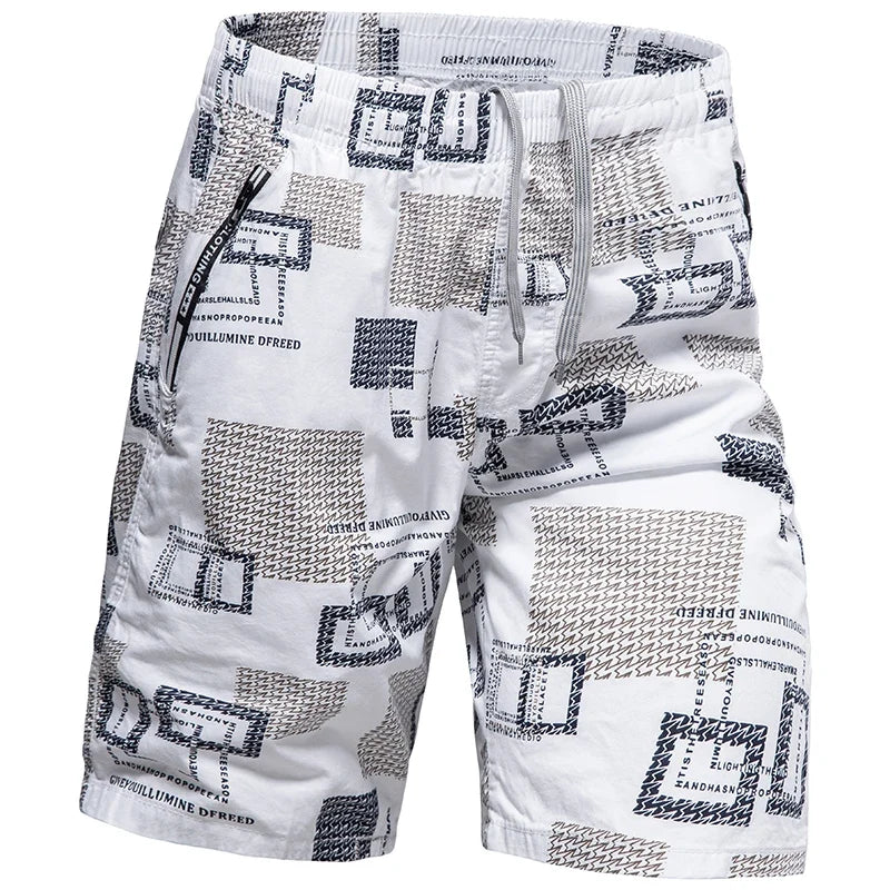 Men Elastic Waist Shorts Loose Fit Casual Sports Jogger Shorts Man Fashion Print Shorts Gym Cool Board Shorts