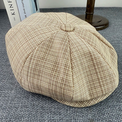 Summer Flax Newsboy Caps Breathable Octagonal Hat Men Women Berets Thin Casual Painter Caps Hats for Men