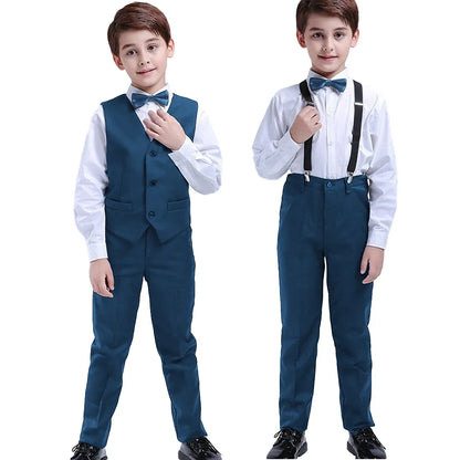 5Pcs Black Toddler Boys Suits Wedding Formal Children Suit Tuxedo Dress Party Ring bearer 3-12 Years Kids Gentlemen Suit