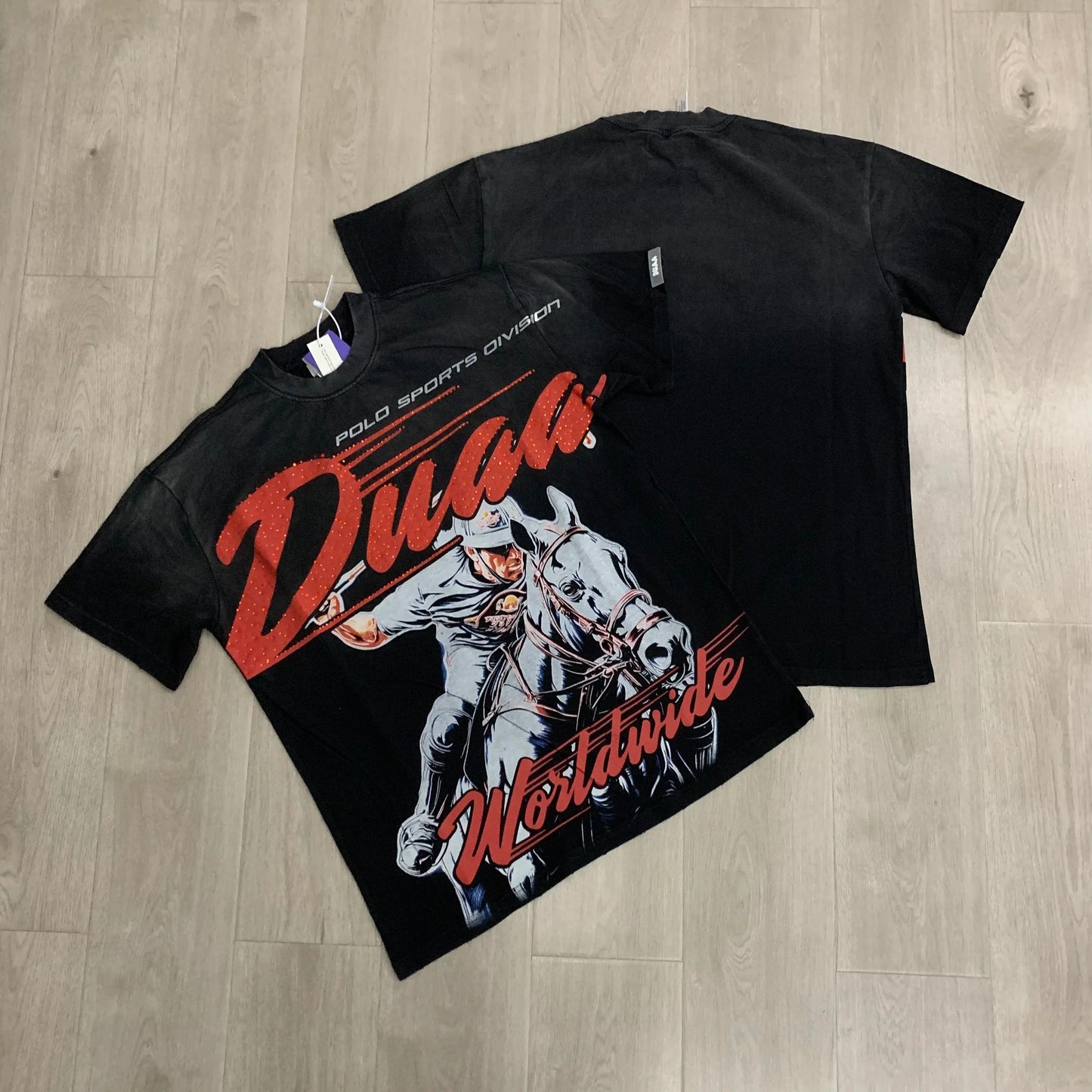 Car Letter Rhinestone Washed Cotton Short Sleeve Tshirts for Men and Women Harajuku Hip Hop Loose Shinning Diamond Tees Oversize