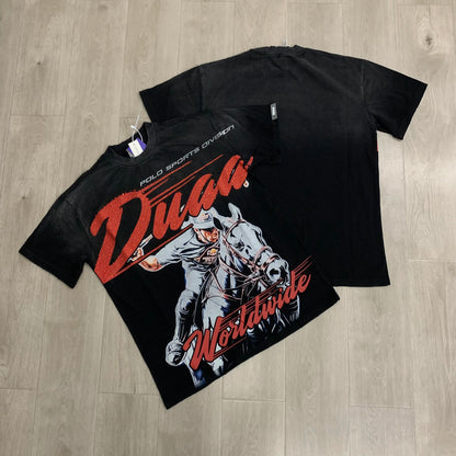 Car Letter Rhinestone Washed Cotton Short Sleeve Tshirts for Men and Women Harajuku Hip Hop Loose Shinning Diamond Tees Oversize