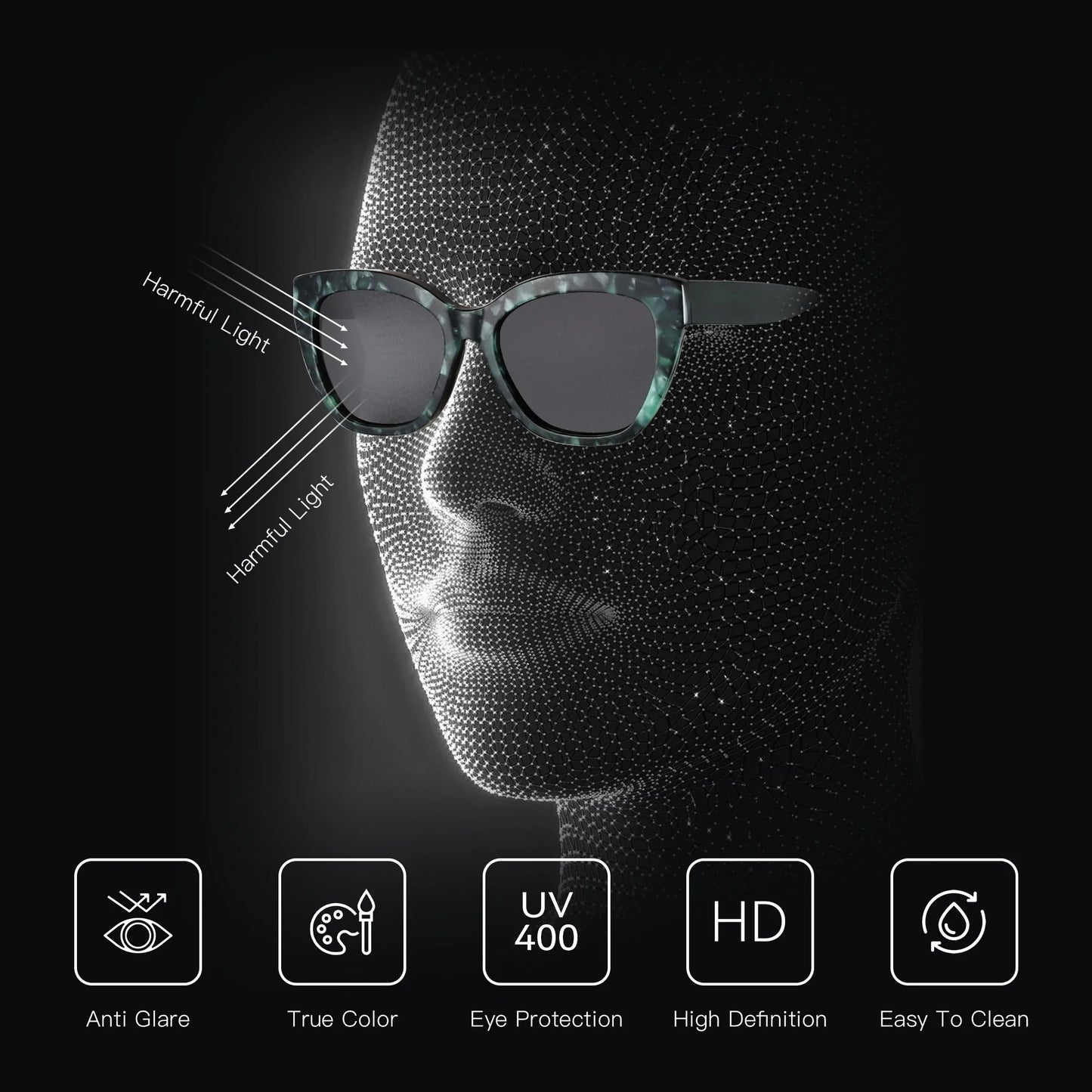 Butterfly Polarized Sunglasses Fashion Thick Frame for Women Acetate Sun Glasses Driving UV400 Protection