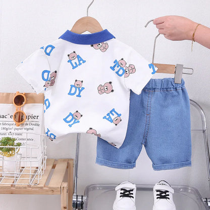 New Summer Baby Clothes Suit Children Boys Fashion Cartoon T-Shirt Shorts 2Pcs/Set Infant Toddler Casual Costume Kids Tracksuits
