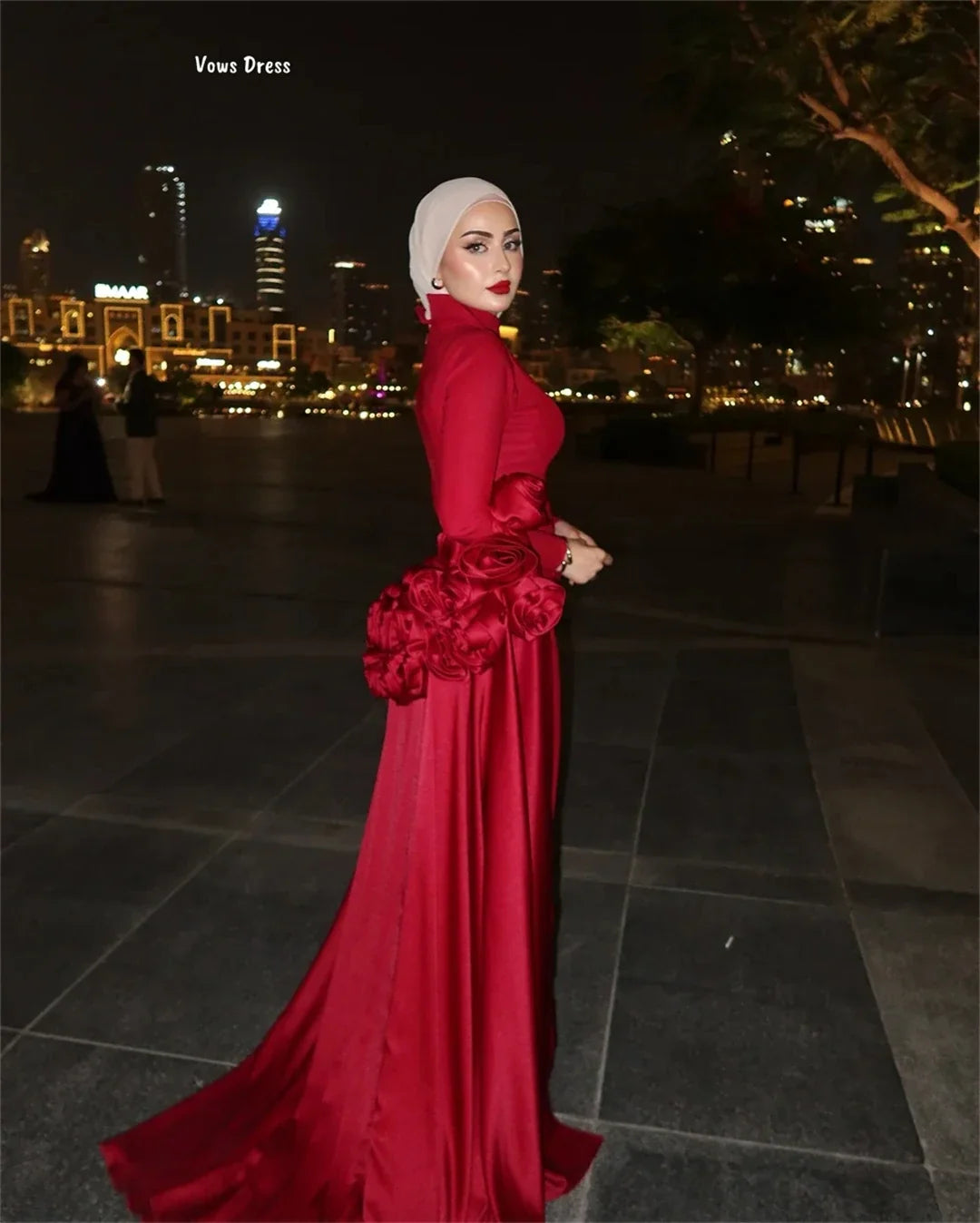 Vows Round Collar Evening Dresses D/party Red Custom Made Line A Women's Prom Dress 2025 Ball Gown Dress Elegant Gowns Woman