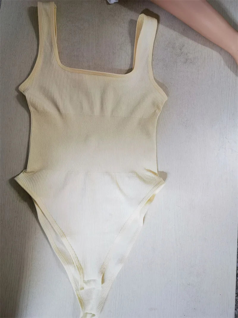 Ribbed Tummy Jumpsuit Daily Shaper Bodysuits Light Control Compress Tummy Control Open Crotch Shapewear Suits Open Crotch