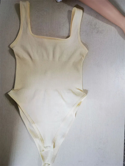 Ribbed Tummy Jumpsuit Daily Shaper Bodysuits Light Control Compress Tummy Control Open Crotch Shapewear Suits Open Crotch