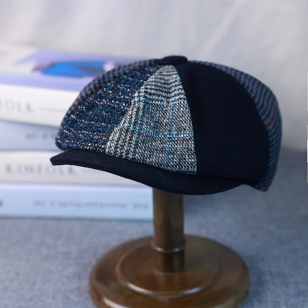 Spring Autumn Winter Men Classic Splicing Octagonal Hats Retro British Newsboy Cap Gatsby Woman Men Beret Caps  005