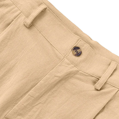 Amazon European and American Men's Linen Solid Color Casual Suit Pants New Fashion Beach Wide-Leg Trousers