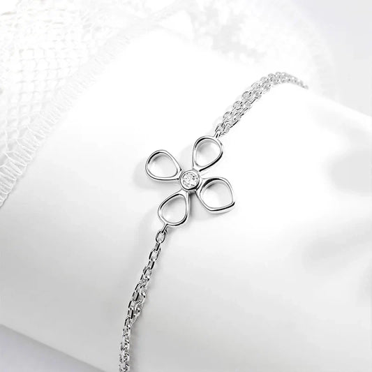 Bracelets Ajustables Fleur Tous Moissanite pour Femmes Filles Cadeau Bijoux Délicats Chaîne Diamant de Laboratoire Pur S925 Argent Manchette