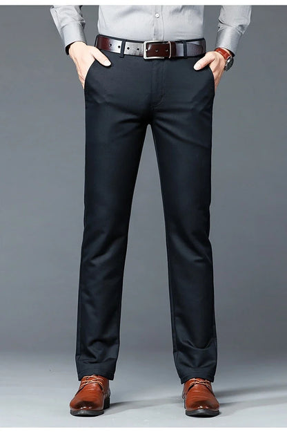 6 Colors Male Autumn Winter Casual Pants Chic Straight Formal Office Luxury Trousers Fashion Elastic Men Business Suit Pants