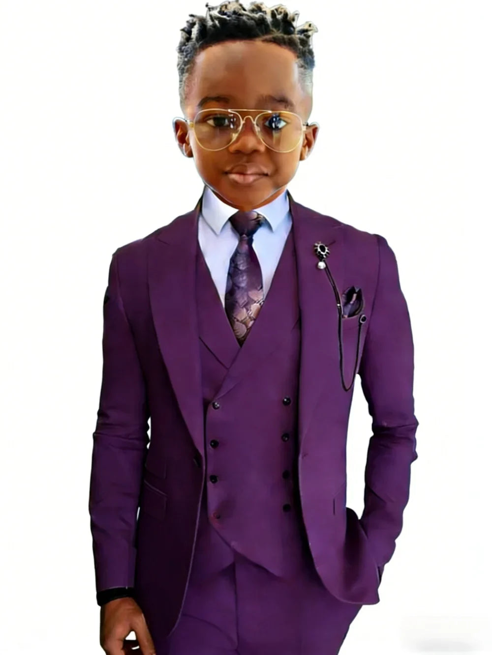 Stylish Kids Suit Set 3 Pieces Wedding Ring Bearer Outfit High Quality Boys Slim Fit Suits Birthday Party Wear Plus Size
