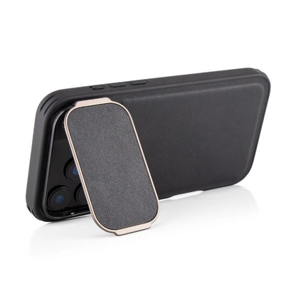 Metal Flip Bracket Protection Camera Lens Shockproof Leather Phone Case For iPhone 17 Pro Max 15 16 Pro Max Bumper Back Cover
