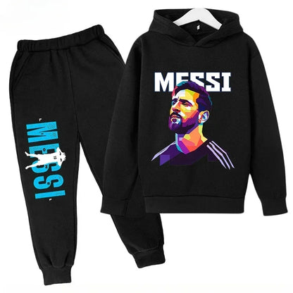 Messi Print Children's Set Sports Hoodie Pants Suit 2pcs Set Boys Girls Baby Kid Clothing Casual Fashion Autumn Winter sportsuit