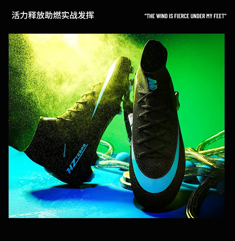 New Men Soccer Shoes Breathable Cleats Football Boots Training Boys Long Spikes Adult Outdoor Sport Non Slip Match Comfortable