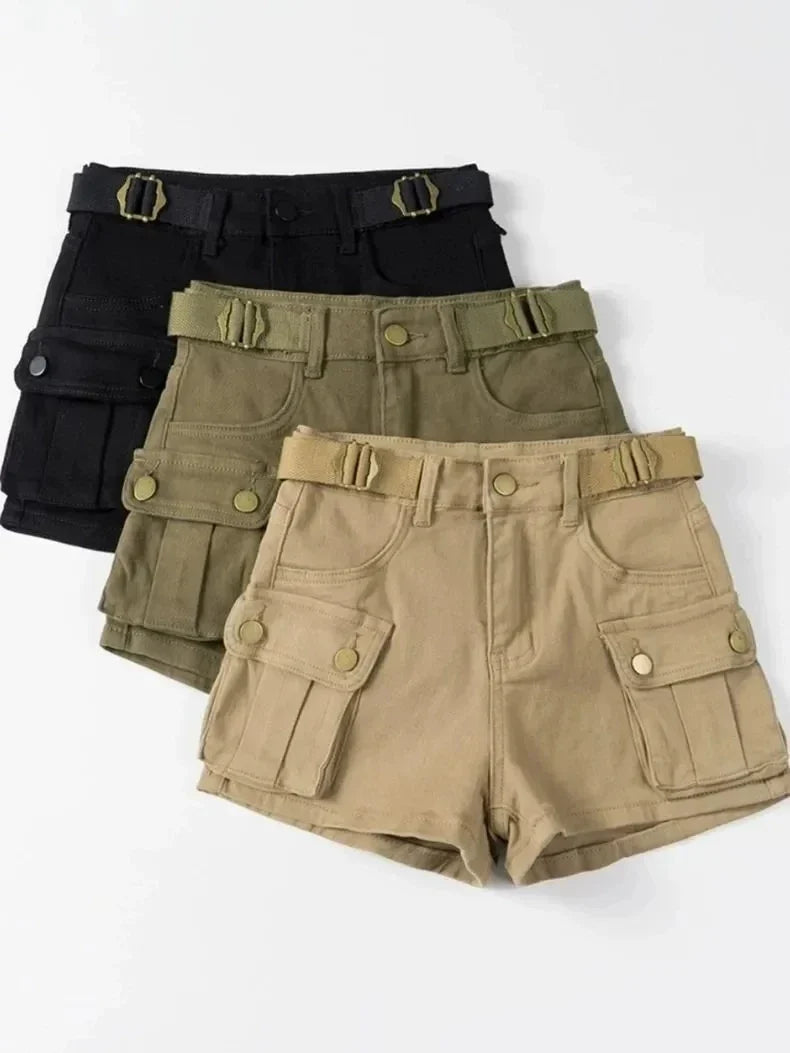 Women's High Waist Mini Skirt Y2K Denim Workwear Shorts Elastic Slimming Summer Hot Pants Trendy Plus Size Skirts for Ladies