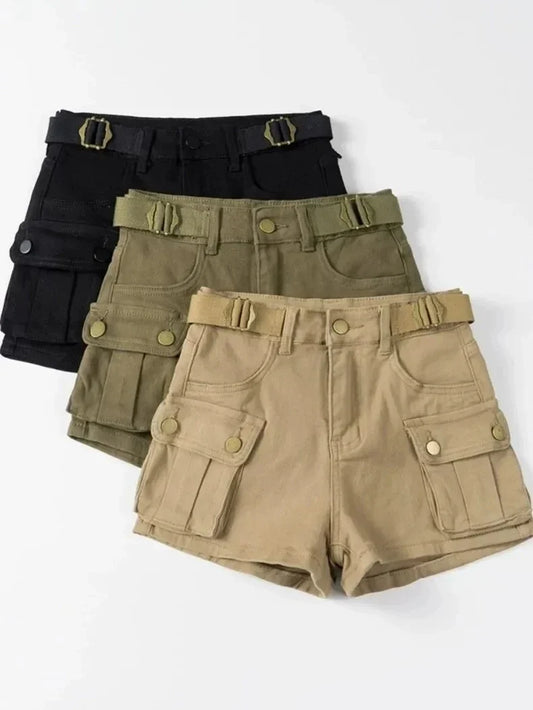 Women's High Waist Mini Skirt Y2K Denim Workwear Shorts Elastic Slimming Summer Hot Pants Trendy Plus Size Skirts for Ladies