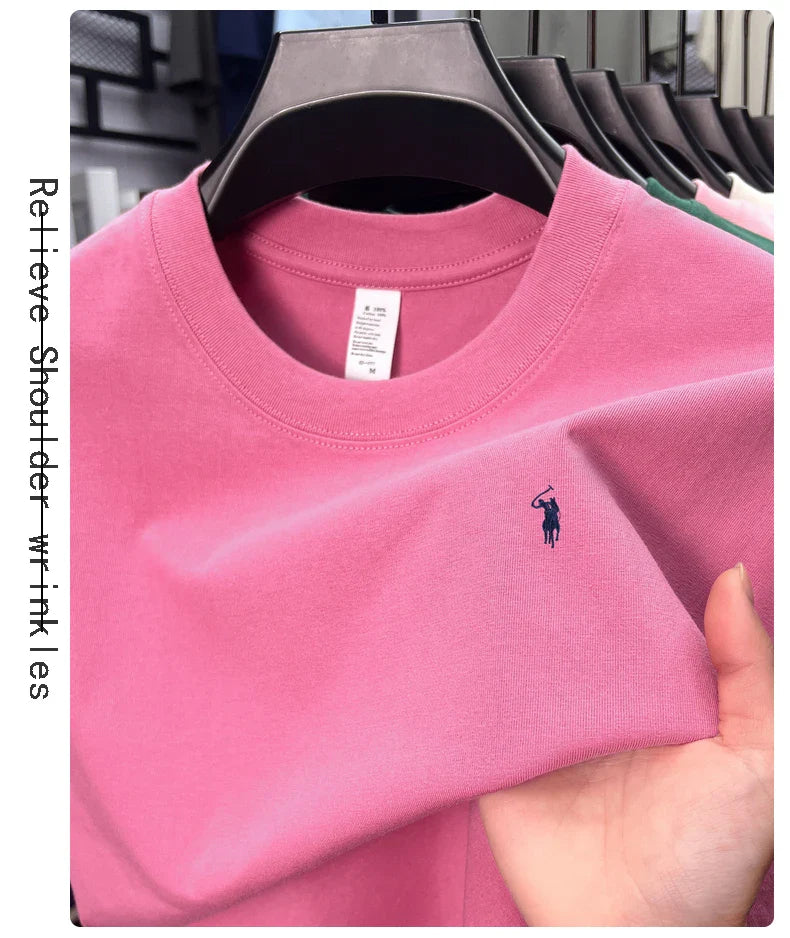 100% cotton high-end short sleeve T-shirt summer designer brand pony embroidery round neck top fashion casual golf men's wear