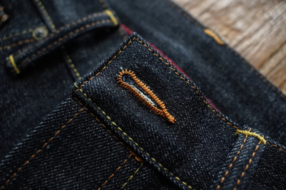 Mens Jeans Selvedge Denim Jeans for Man Silver Button Loose Fit Handmade 15 Oz