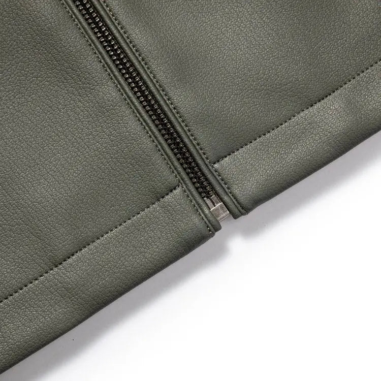 New Spring and Autumn 2025 Casual Leather Jackets, Men's Stand-Up Collar Leather Jackets, and High-End Large-Sized Goatskin Coat